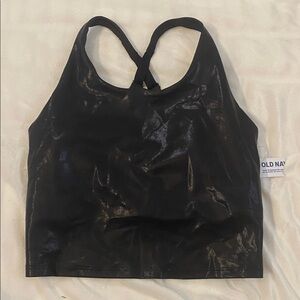 Old Navy Active Powersoft Tank w/ Built-In Bra Shiny Black Sz M NWT